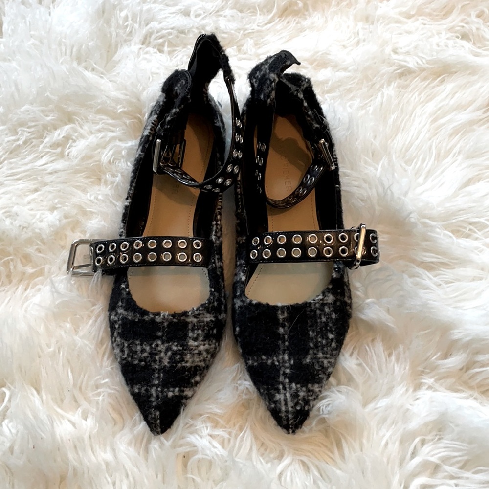 Marc Fisher wool plaid pointed toe flats - sz 7.5
